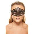 Perfectpretend Classic Crowne Black Laser Cut Masquerade Mask with No Rhinestones - One Size PE2606827